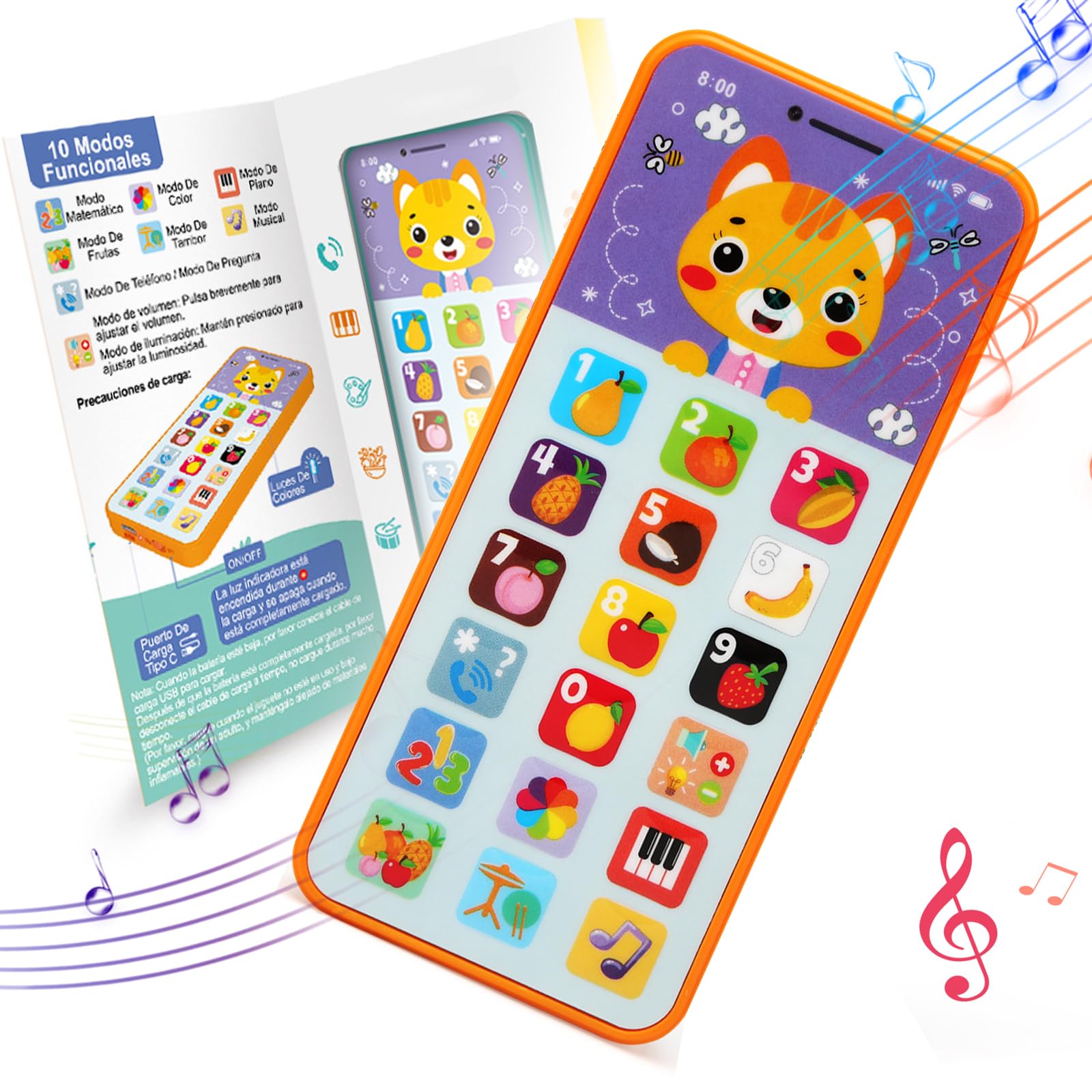 Goorder Juguetes Musical Bebes 6-12 Meses, Juguete Teléfono Movil Niñas Niños 1 Año con Sonidos y Canciones, Regalo Bebe 1 Año de Navidad de Cumpleaños (Español)