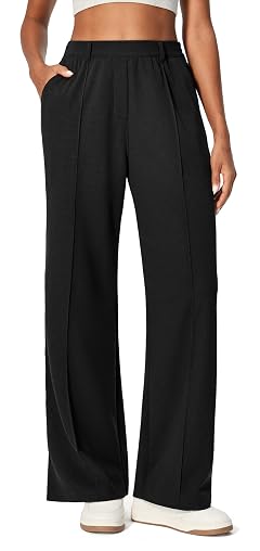 Ewedoos Wide Leg Work Pants Women Pull On Dress Pants Slacks for Women Stretchy Business Casual Outfits Comfort