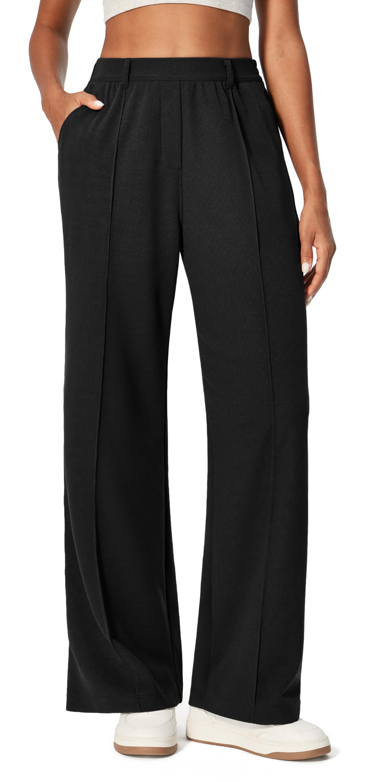 Ewedoos Wide Leg Work Pants Women Pull On Dress Pants Slacks for Women Stretchy Business Casual Outfits Comfort