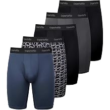 Long Boxer Shorts Men's Long Underpants Men's Leg Pack of 5 Sports Functional Underwear Men with Fly Quick Drying