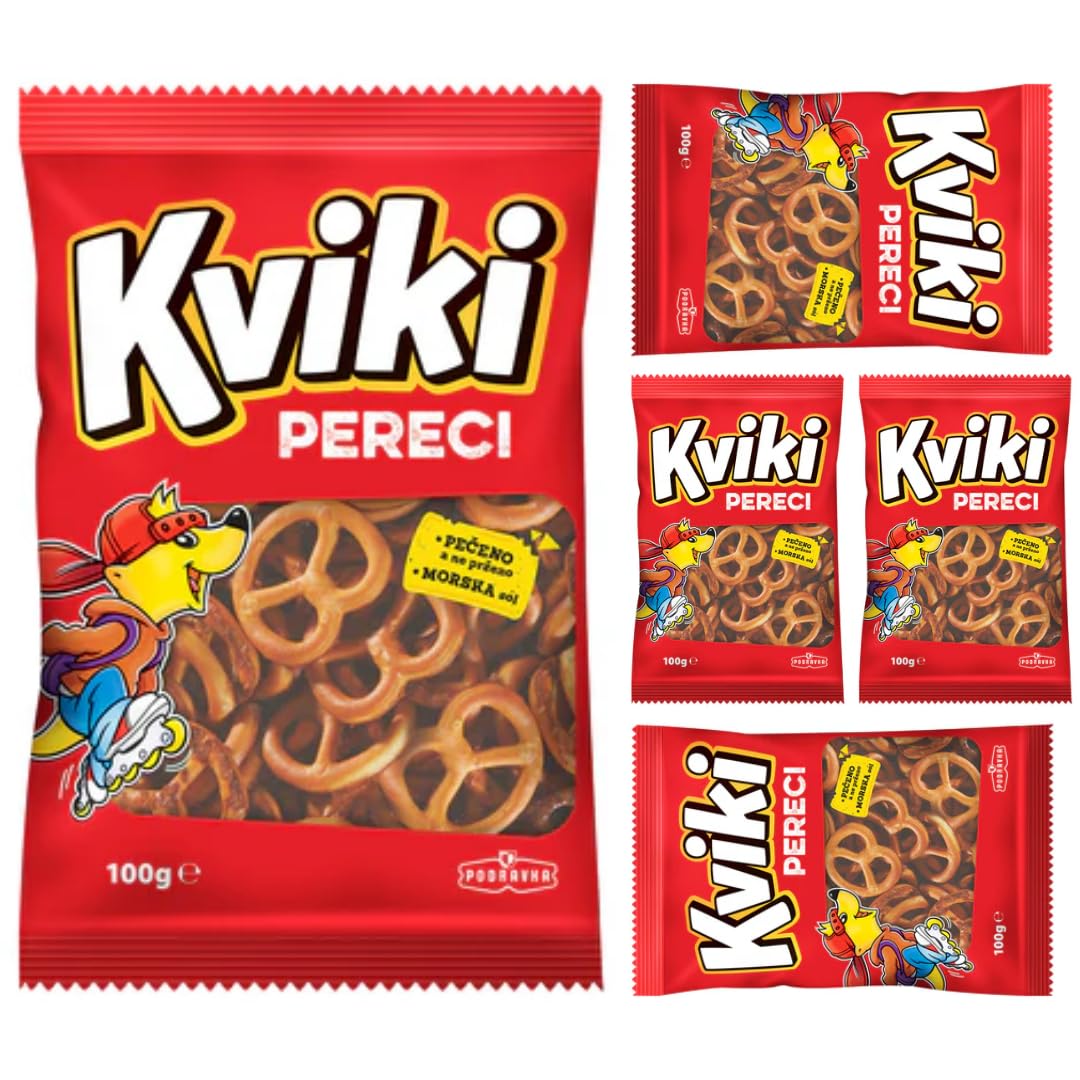 Podravka Kviki Mini Pretzels Cracker Galletas 100 gramos bolsa x 5 unidades