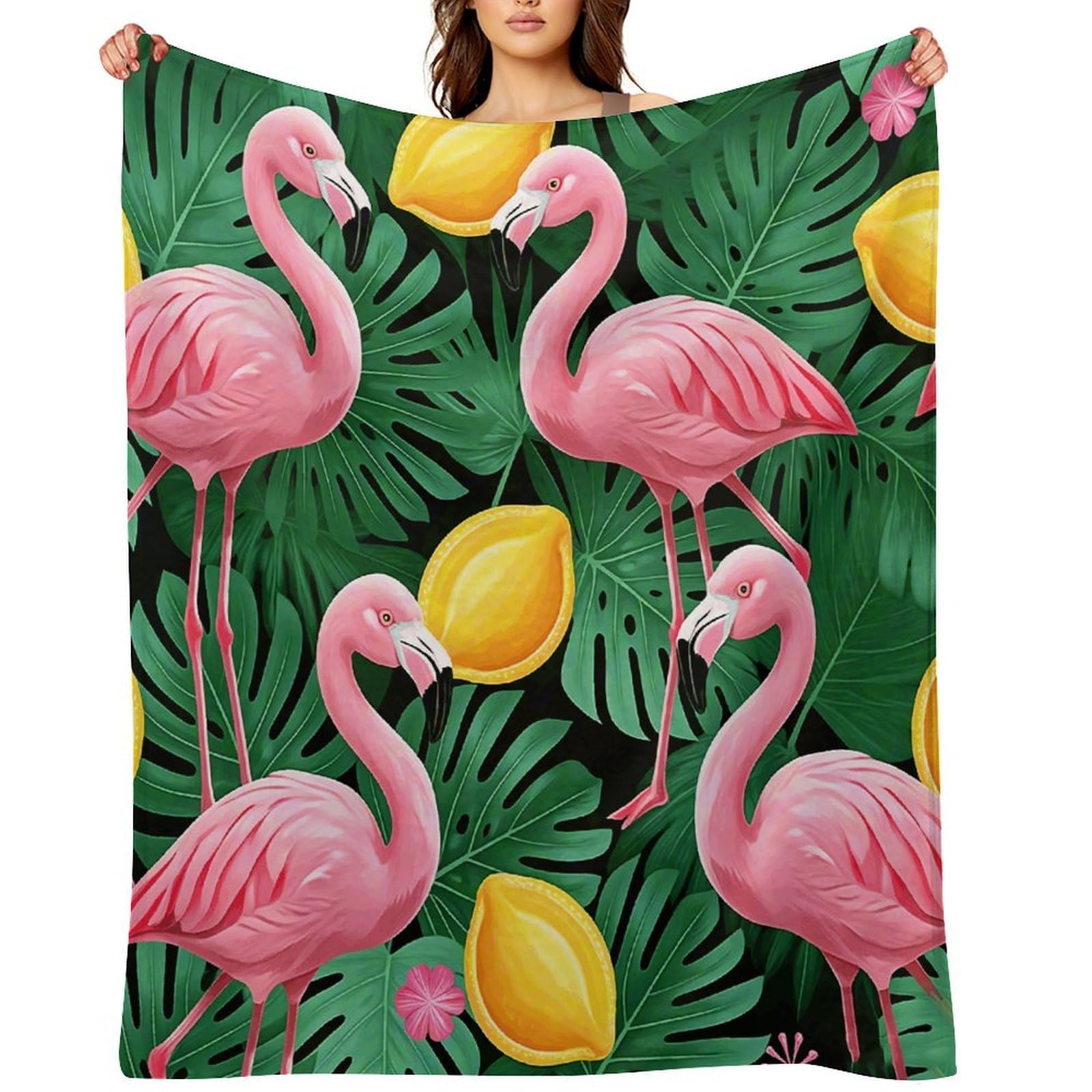 Cute Flamingo Throw Blanket for Couch and Bed Super Soft Warm Lightweight Throw Blankets Cozy Fuzzy Flannel Blanket Personalized Decorative Blankets for Sofa Decor 30"x40"