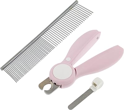 MiMu Dog Nail Trimmers with Light - Professional LED Dog Nail Clippers for Cats and Dogs with Grooming Metal Comb