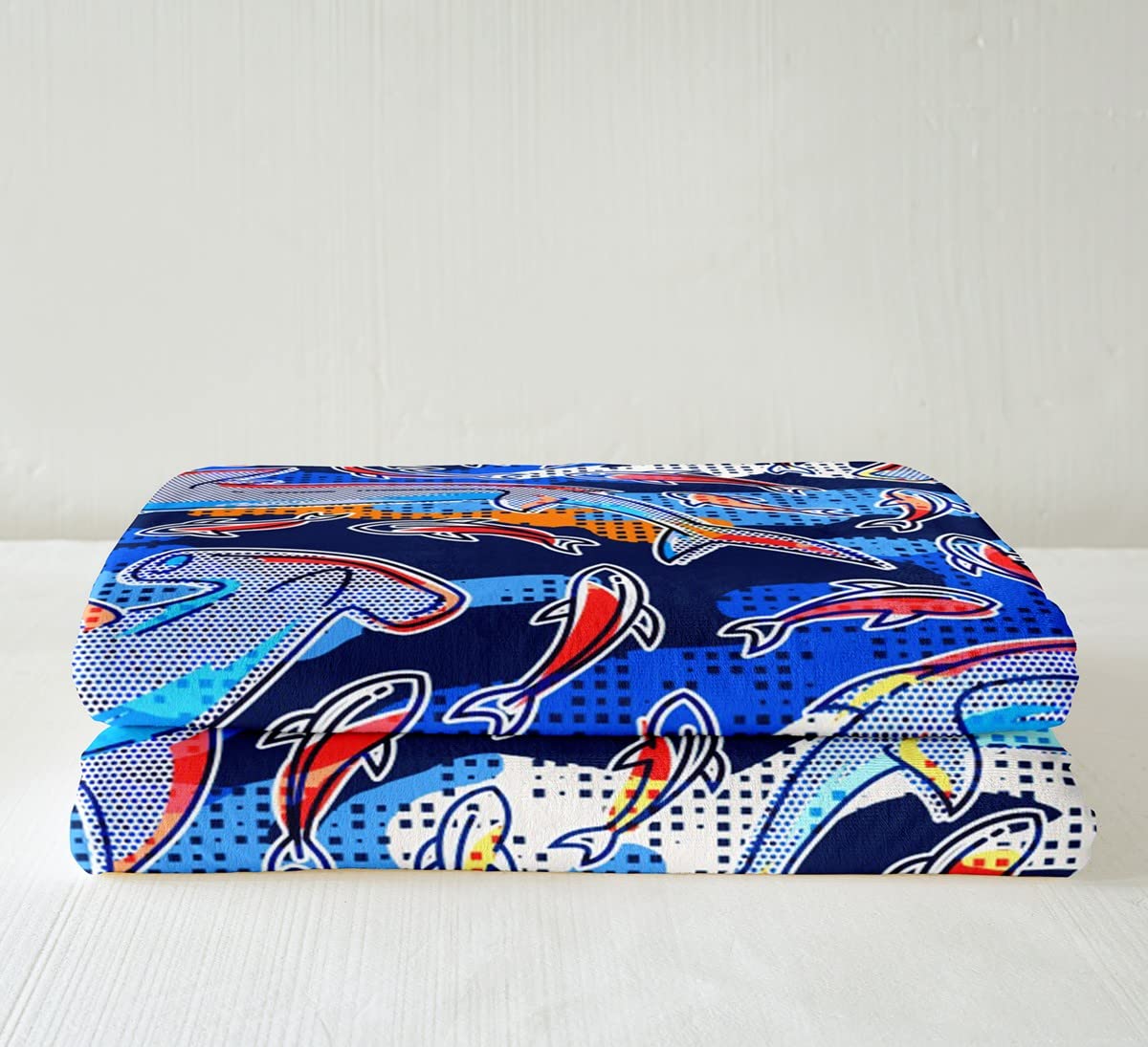 Coperta Sherpa, coperta in pile marino, con motivo a balena, per ragazzi, ragazze, bambini, creature colorate, per divano letto, queen 200 x 200 cm
