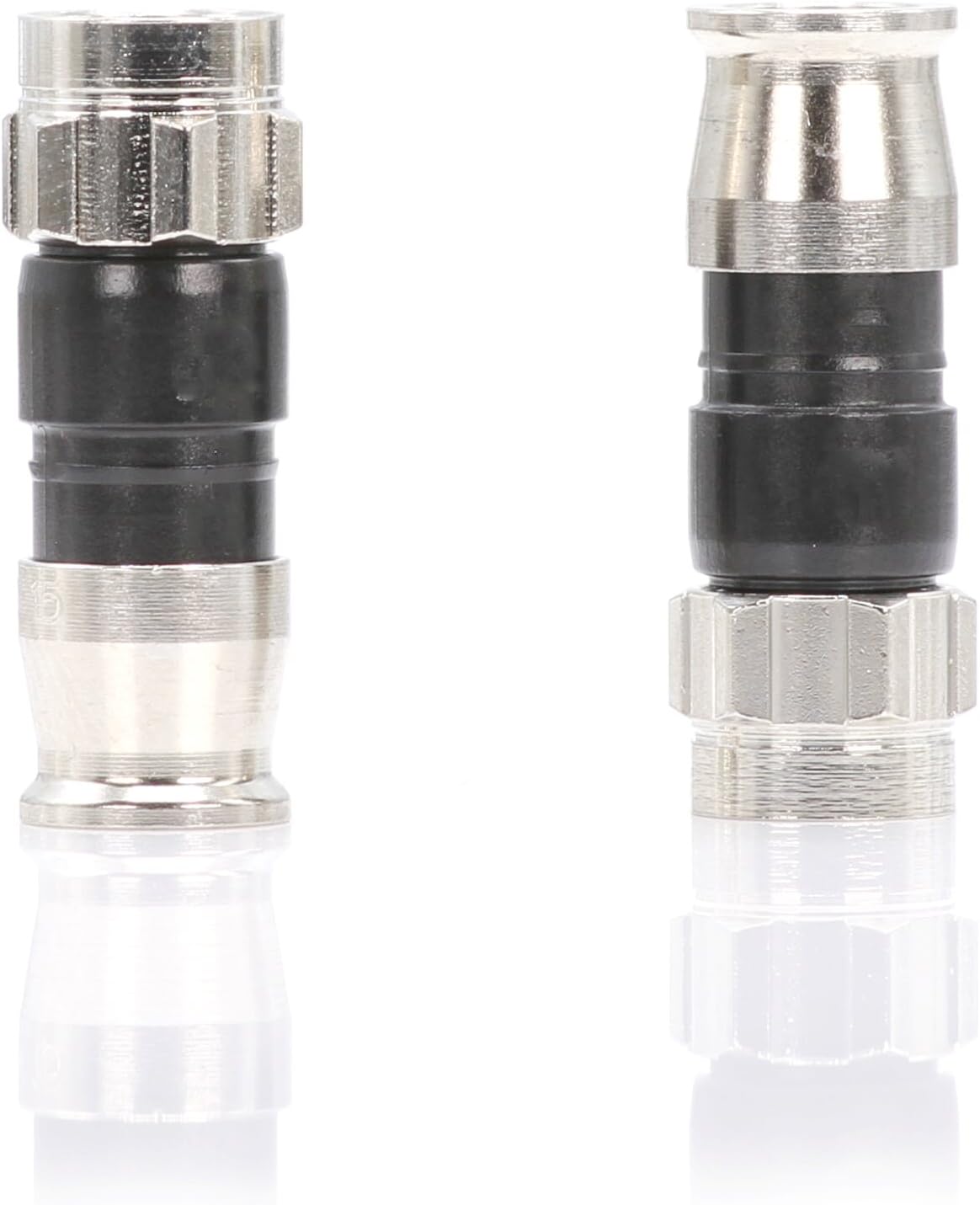 Coaxial Cable Compression Fitting - 50 Pack - Connector - for RG59 Coax Cable - with Weather Seal O Ring and Water Tight Grip