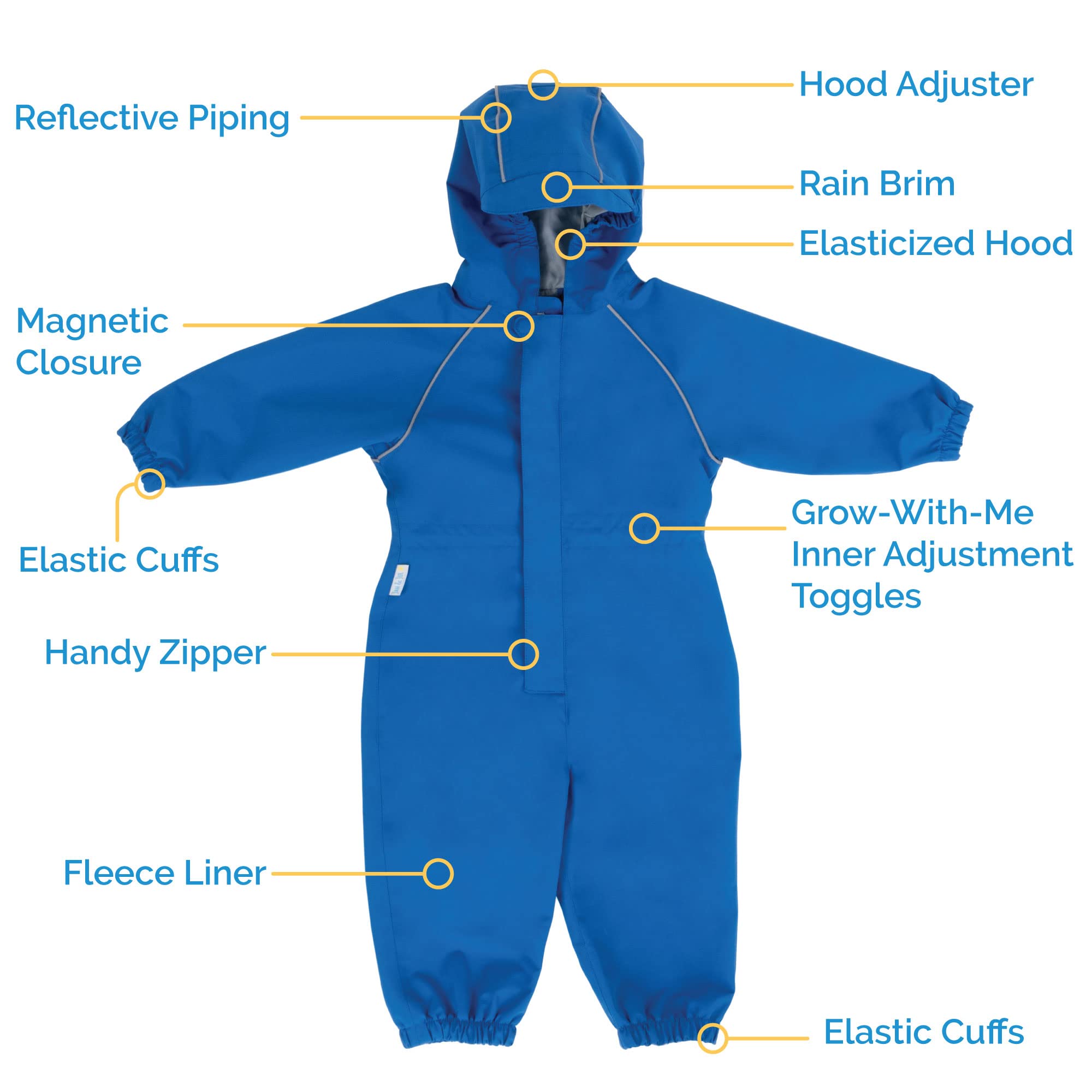 Jan & Jul Veste de pluie imperméable doublée en polaire, manteau avec capuche pour tout-petits