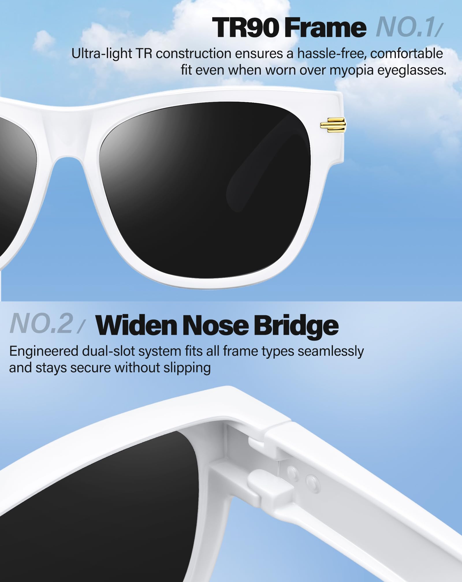 Joopin Gafas de Sol Superpuestas Polarizadas Grandes Cuadradas para Mujer y Hombre Marco TR90 Ultraligero Protección UV400