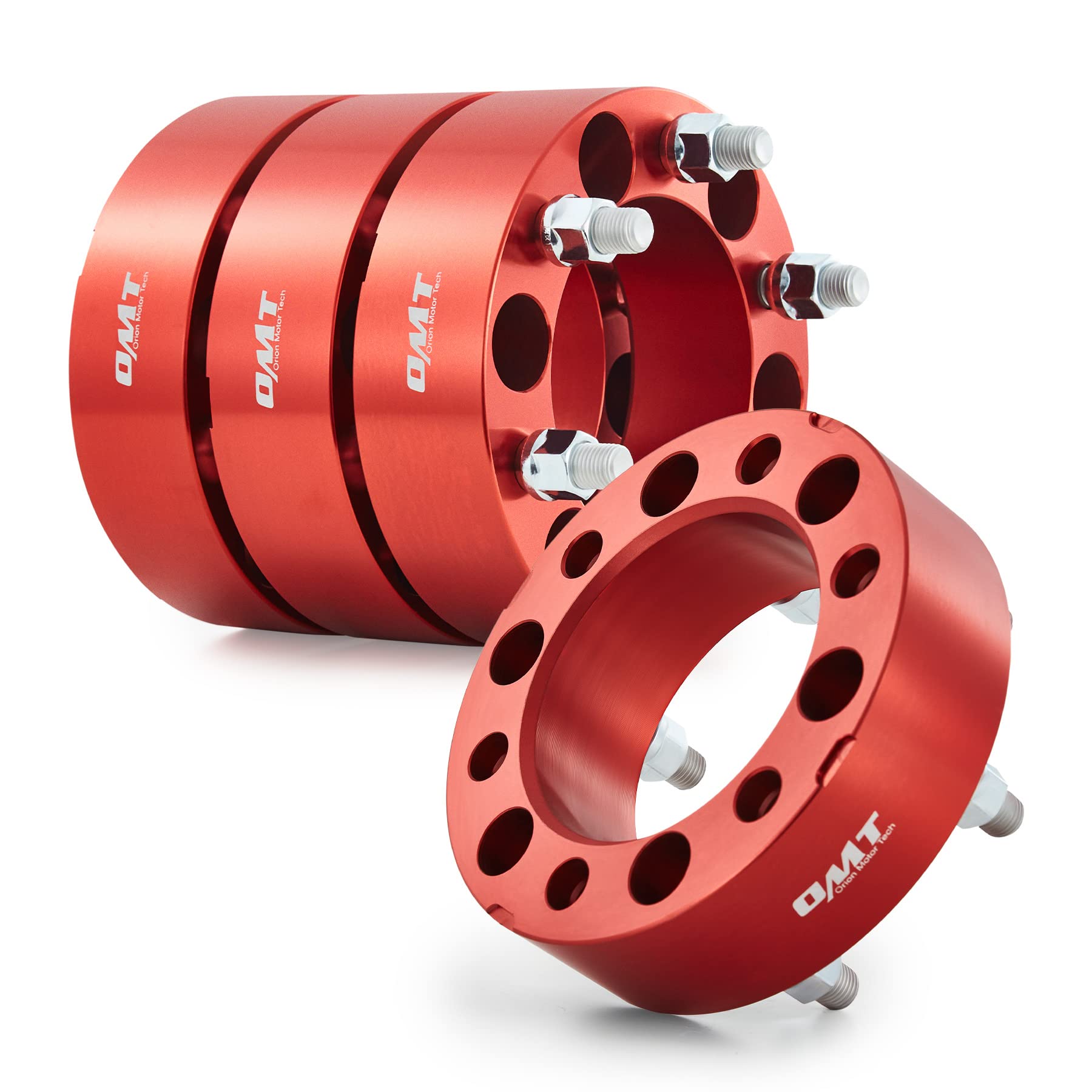 Orion Motor TechOMT 6x5.5 Wheel Spacers, 2 Inch Red Wheel Spacer Kit with M14x1.5 Studs Compatible with Chevy Silverado 1500 Chevrolet Tahoe GMC Yukon Suburban, 108mm Bore Red Wheel Spacers, 4pcs