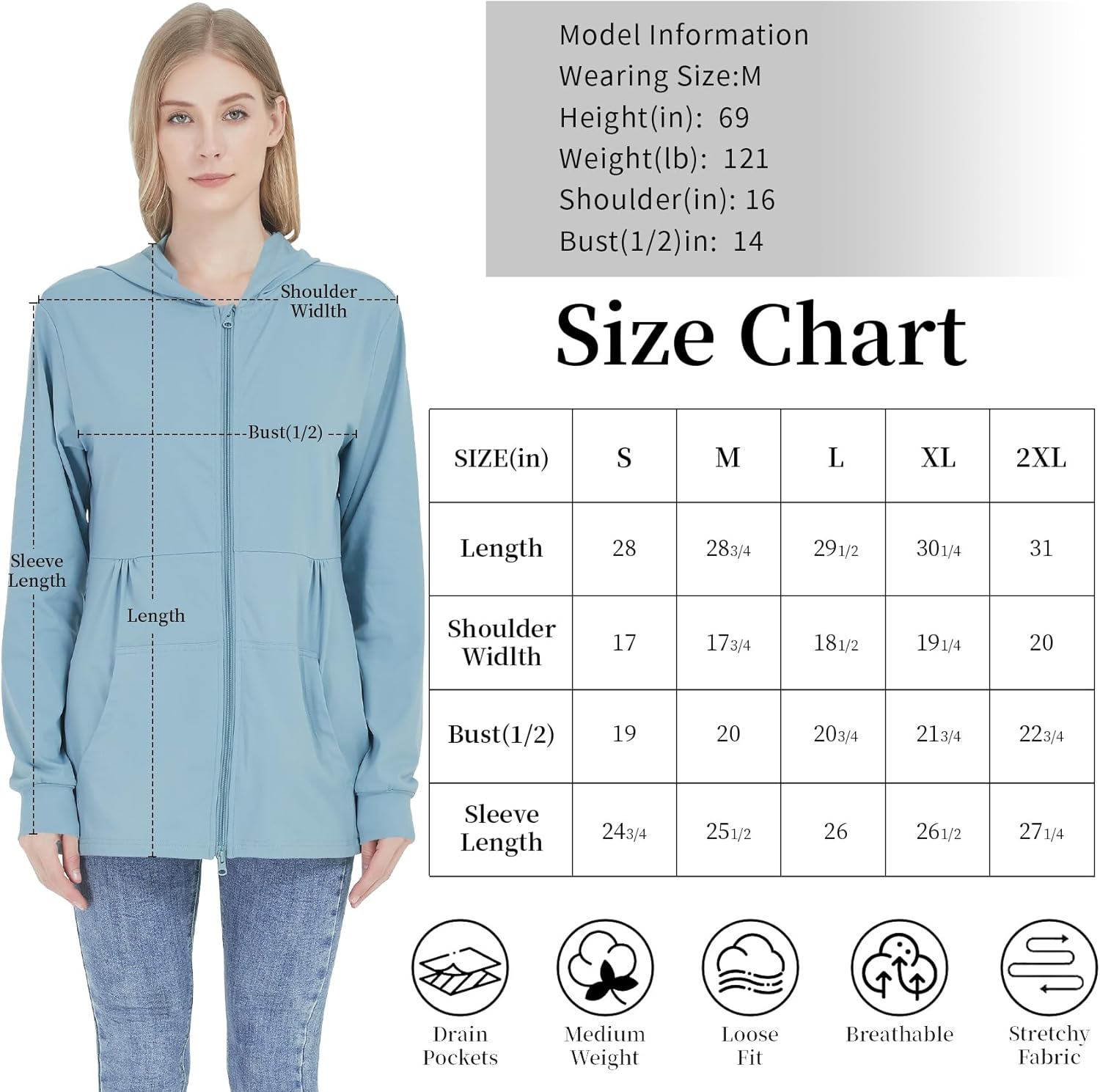 Post Mastectomy Shirts Hoddies with Drain Pockets, Breast Surgery Recovery Long Sleeve Mid Weight Zip Jacket For Women - Image 6