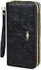Women Wallets, Large Capacity Double Zip Long Purses for Women, PU Leather Ladies Credit Card Holder Wallet with Zip Pocket Multi Card Slots and Big Compartments Black