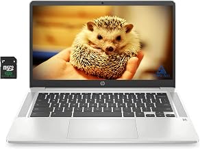 HP 2022 Chromebook 14" FHD for Business and Student Laptop, Intel Celeron N4020 Processor, 4GB RAM, 192GB Storage(64GB eMMc+128GB MicroSD), Intel HD Graphics, Backlit Keyboard, Silver, Chrome OS