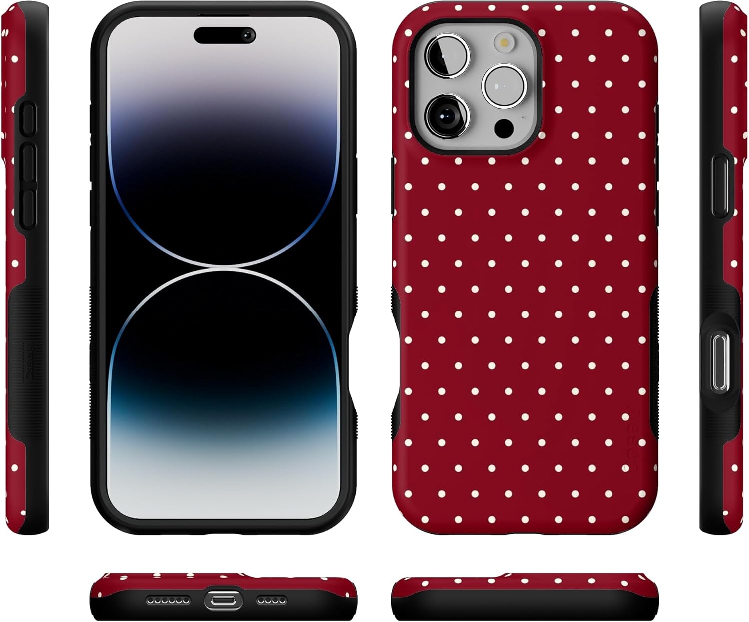 Casely iPhone 16 Pro Max Case | On The Dot | Maroon Polka Dot | Bold Protective Design | MagSafe Compatible Design - Image 5