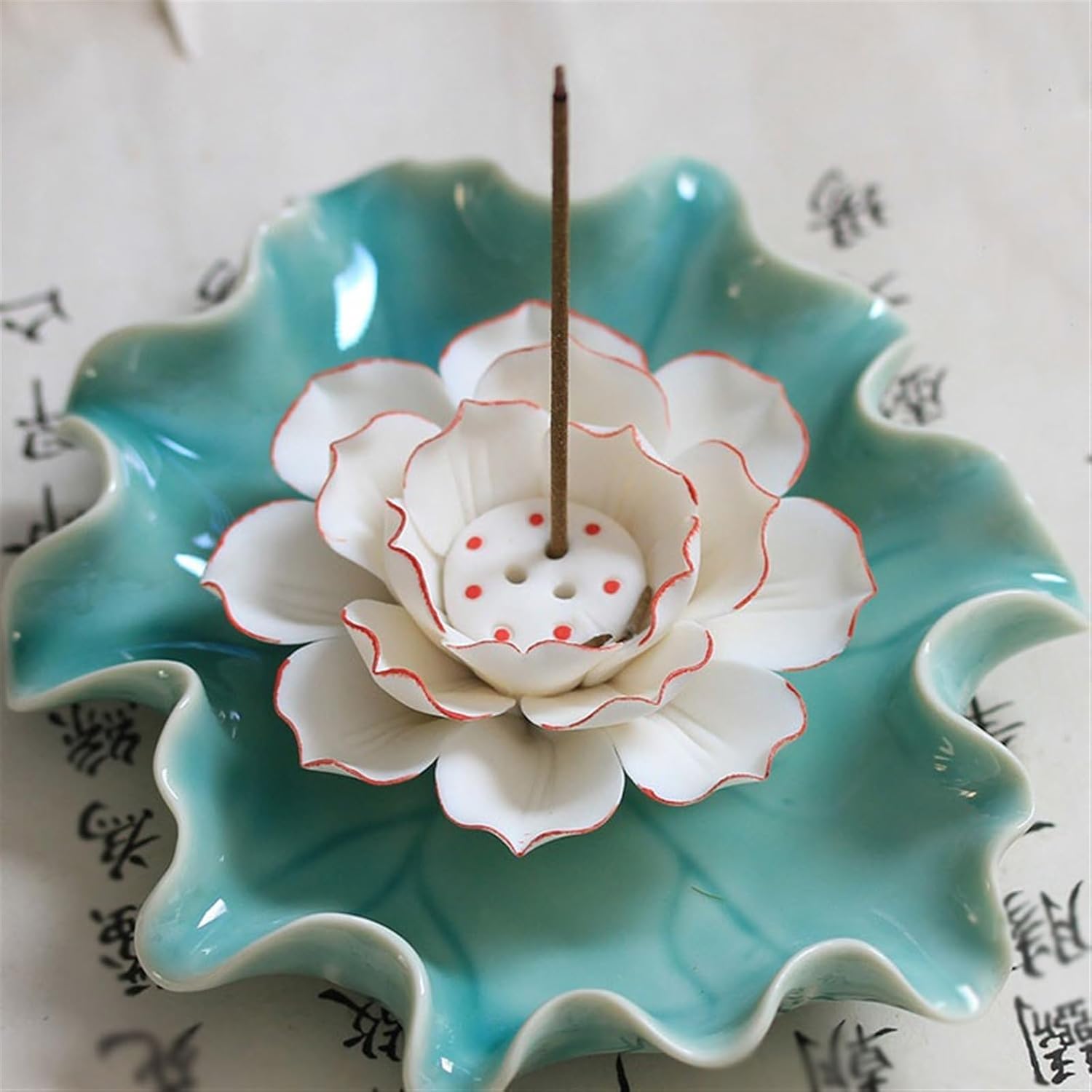 Incense Holder Creative Lotus Leaf Shaped Incense Burner Handmade Ceramic Holder Exquisite Interior Decoration