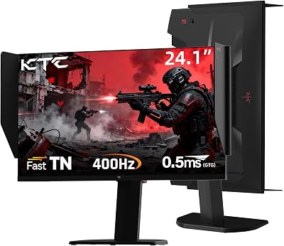 KTC 25M1 400Hz Gaming Monitor, Fast TN 24.1 Inch FHD PC Monitor 240Hz, 0.5ms GTG, Adaptive Sync, DAC, Vertical Monitors with Shielding Hood, HDMI DP Port, Tilt Swivel Pivot Height Adjustment, VESA