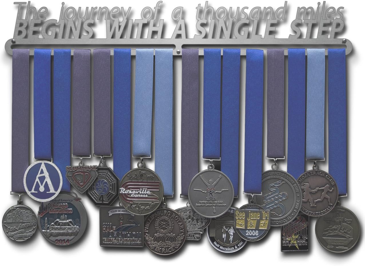 Allied Medal Hangers - The Journey of a Thousand Miles Begins with a Single Step - Multiple Variations Offered - Sports Awards Holder Display Hanger Rack