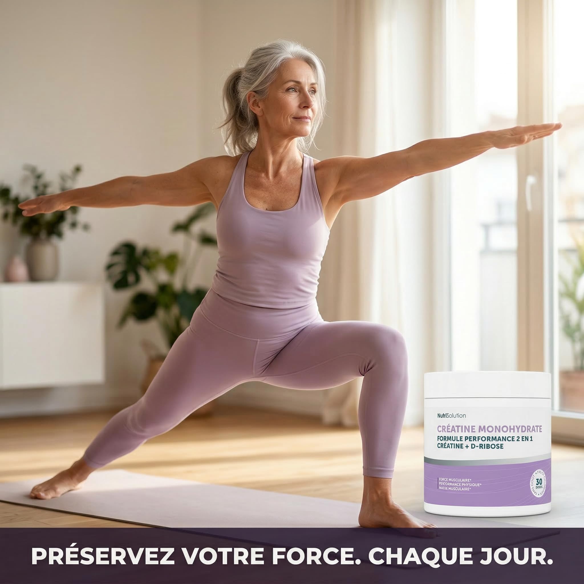 NutriSolution Créatine + D-Ribose pour Femmes 50+ | Préserve la Masse Musculaire, Soutient l'Énergie Quotidienne | 3000mg Créatine, 1750mg D-Ribose Par Portion