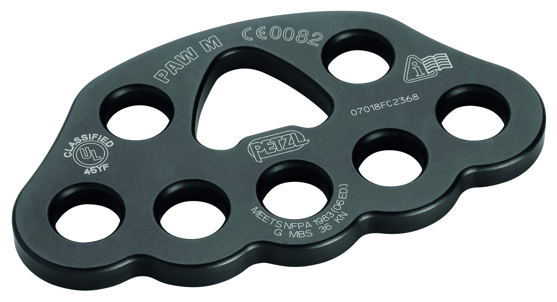 PETZL P63 MN PAW Takelplatte, Schwarze Riggingplatte, in der Größe M von Petzl, Medium