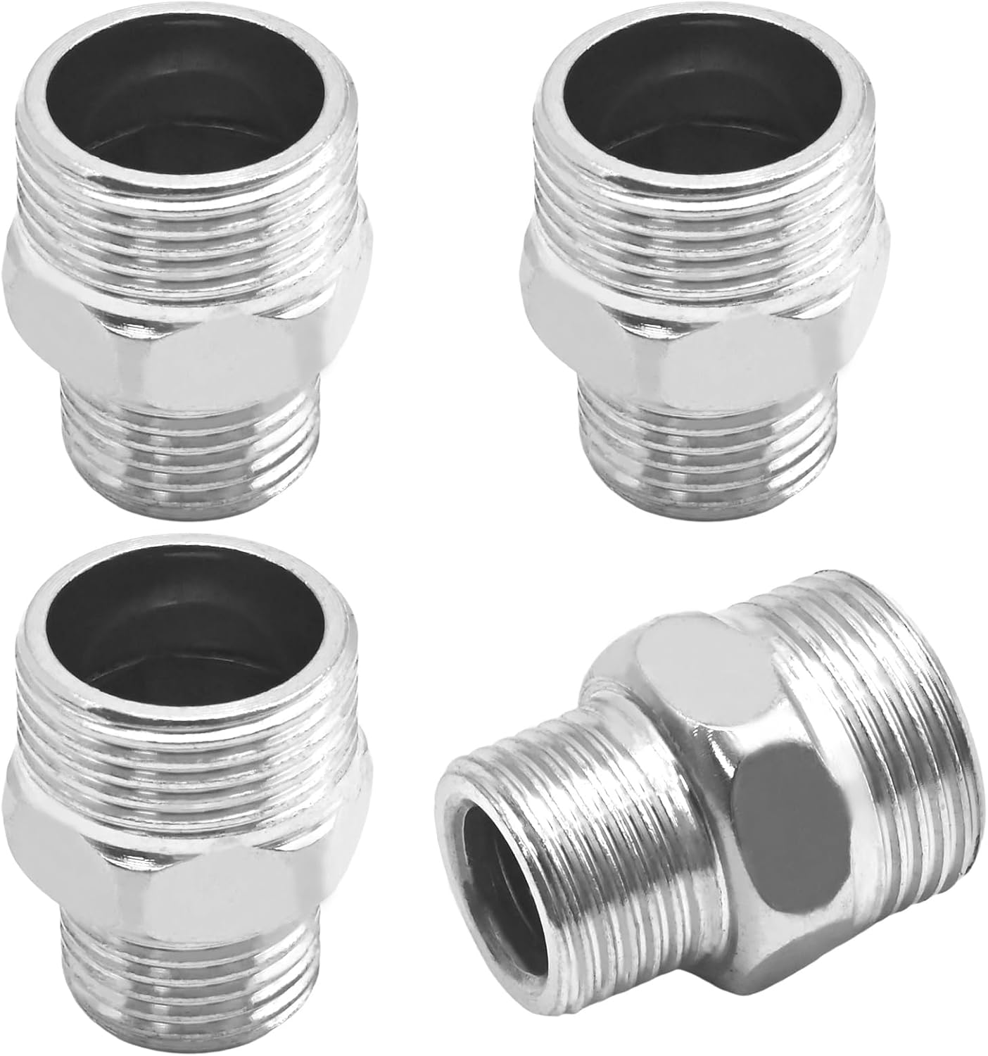 4Pcs 3/8 To 1/2 Water Line Adapter Stainless Steel Water Line Faucet 3/8" Male To 1/2" Male Reducer Hose Pipe Adapter Compression Fitting for Kitchen Bathroom Faucet