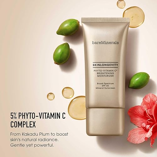 Miniatura 4 de bareMinerals Skinlongevity Phyto-Vitamin C - Hidratante iluminador mineral SPF 30, hidratante facial diario iluminador + crema para el cuello