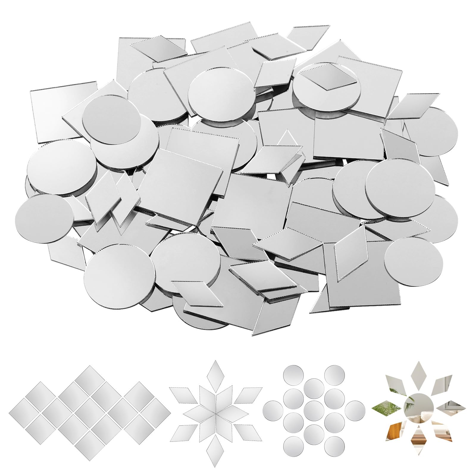 Lot De 300 Miroirs Autocollants Losanges 2,5 Cm - Pour Mosaïque, Déco, Bricolage, Carrelage, Projets Créatifs