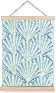 CIOJUNE Seashell Wall Decor, Trendy Preppy Blue Seashell Wall Art Poster Hanger Frame, Preppy Beach Room Decor, Coastal Beachy Canvas Prints Wall Art for Home Living Room Dorm Decor, 12x16 Inch