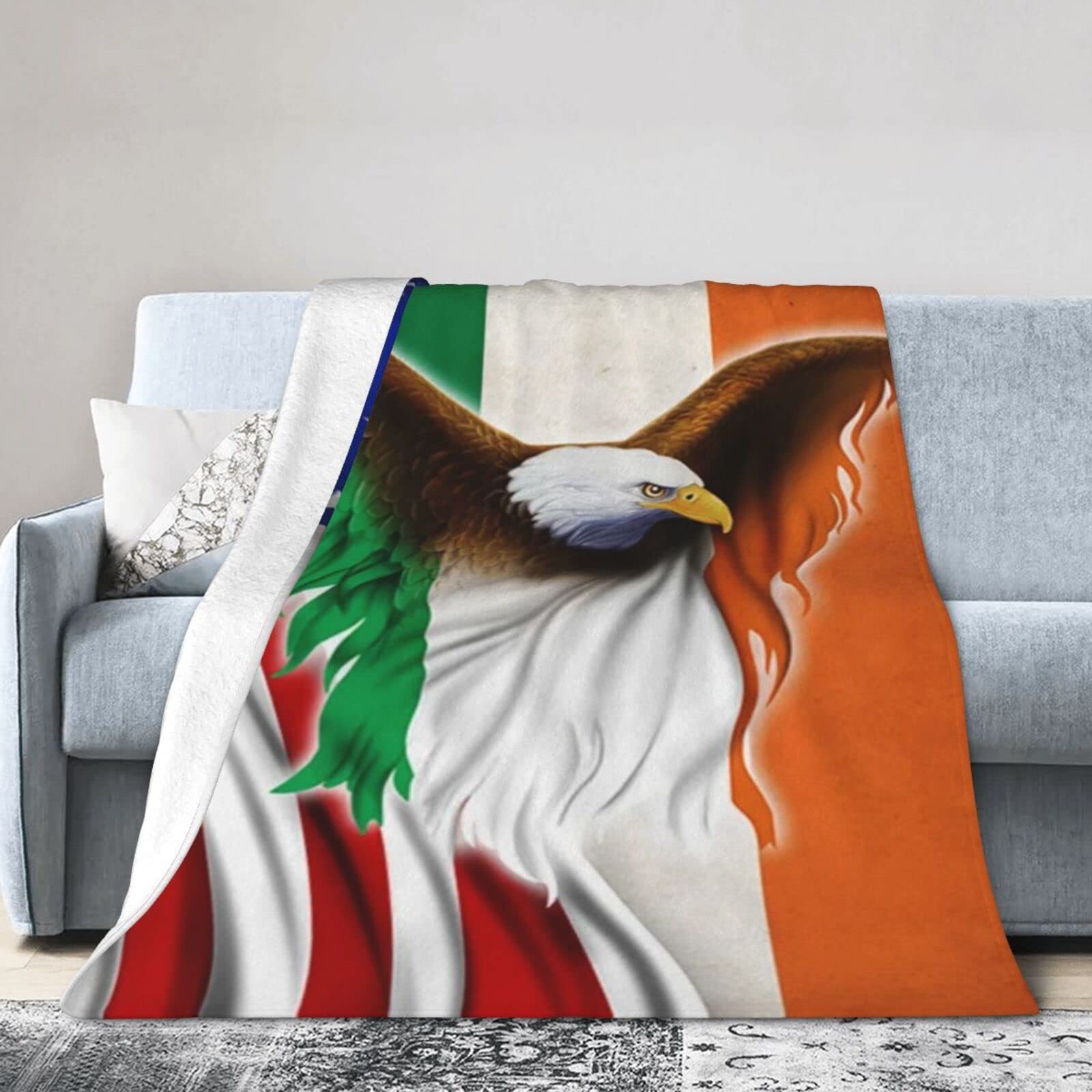 Lsjuee Flannel Fleece Blanket 50"X40" Irish Eagle Bed Throw Blanket Lightweight Ultra-Soft Travel Spring Blankets for Couple Keep Warm