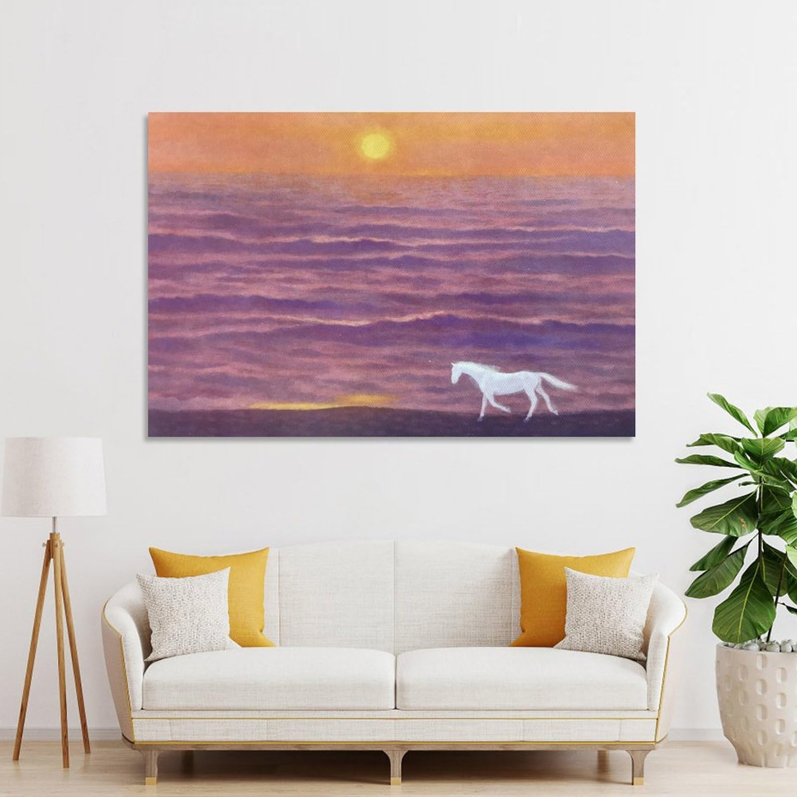 Amazon.co.jp: 東山魁夷風景画「水辺の白い馬」ポスター 有名画家、版