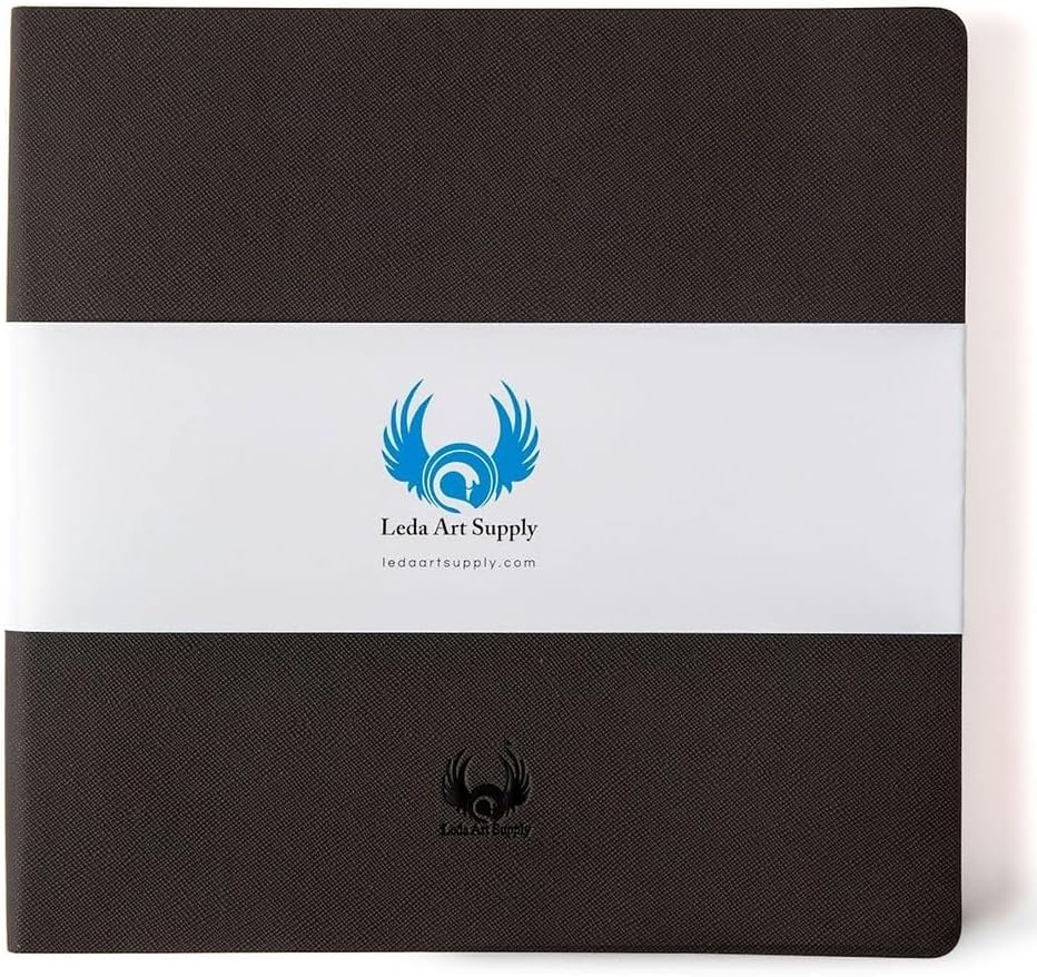 Leda Art Supply Square-Shaped Sketchbook, 8.3 x 8.3 inches, Lays Flat Flexible Sketch Book for Artists, Ideal for Ink, Water Color, Pen, Pencils, 160 Tear Resistant Pages, Size: Square Medium, Black