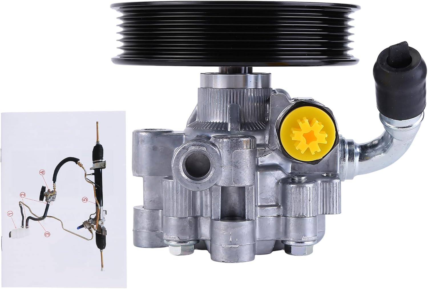 PHEZEN 04892093AA Car Power Steering Pump with Pulley Fit for Chrys-ler 300 V6 2.7L 3.5L V8 5.7L 6.1L 2005-2010, For Dod-ge Challen-ger 2009-2010, For Dod-ge Char-ge 2006-2010, For Magnum 2005-2008