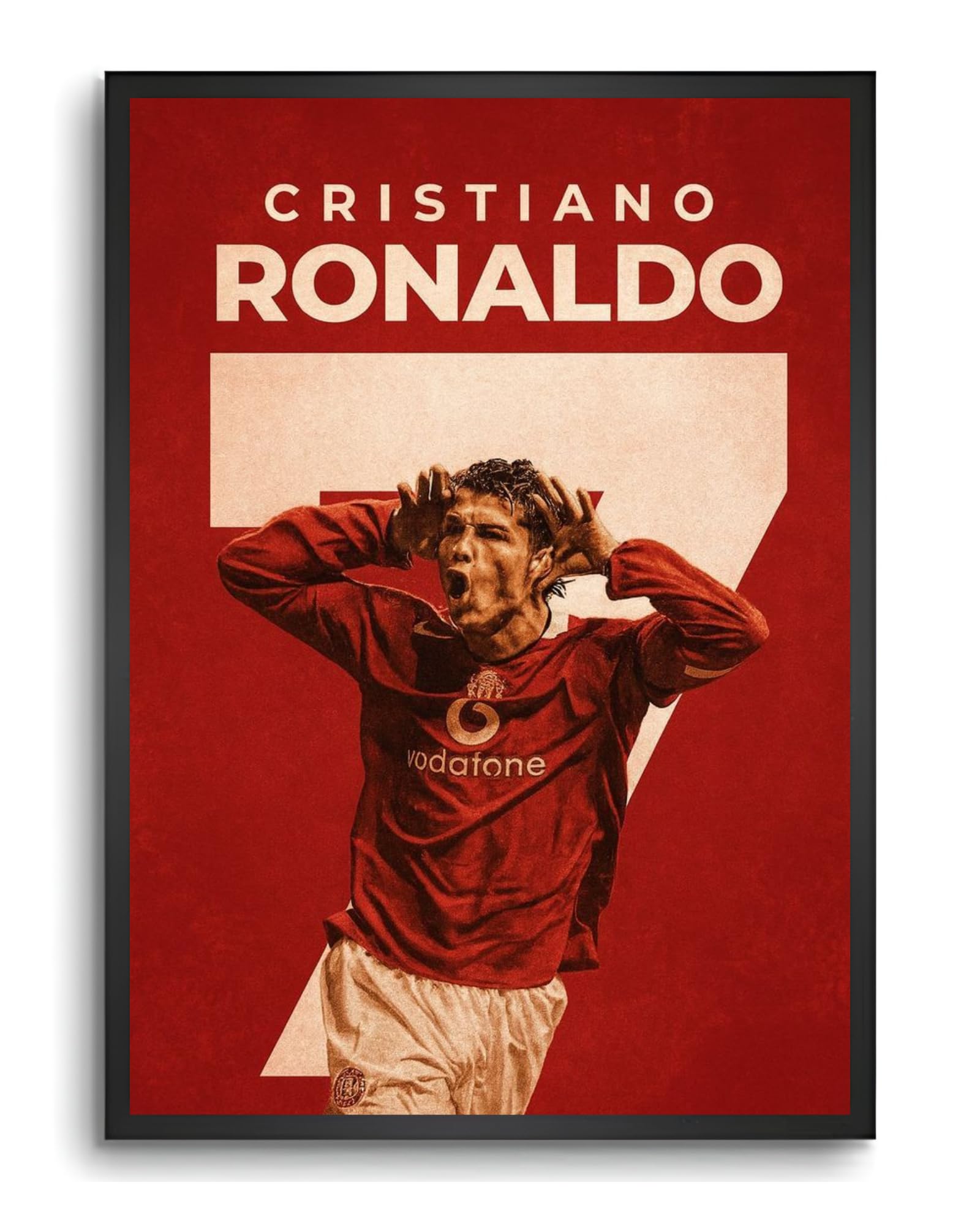 Vyopix Cristiano Ronaldo (CR7) Wall Decoration Art Framed Poster, Laminated Poster with 0.5 Inch Black Wooden Frame For Home, Living Room, Bedroom and Office (8X12 Inches)