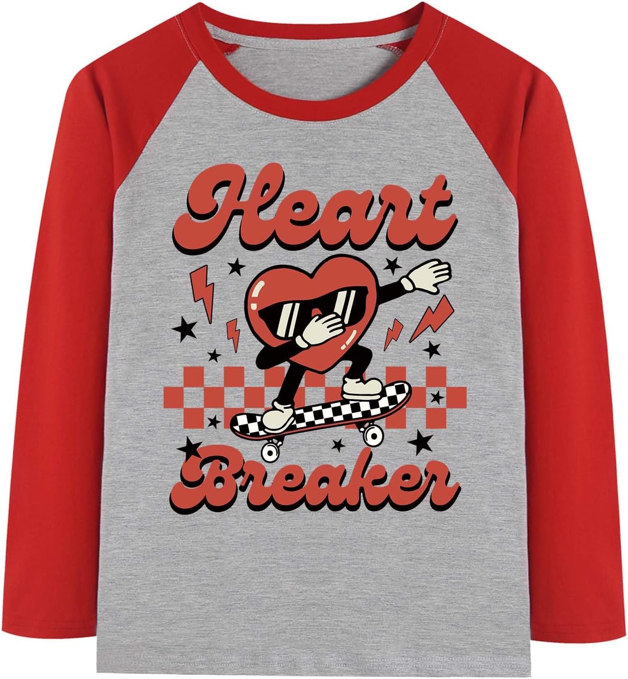 バレンタインシャツ 男の子 女の子 ラブ ダイナソー ラグラン 長袖 Tシャツ コットン Vday Tシャツ 4-13T