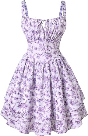 Scarlet Darkness Floral Mini Corset Dress Women Teens Sundress with Pockets