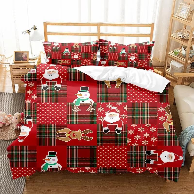 Housse de couette de Noël 140x200 rouge avec motifs pour l'hiver des enfants et ados