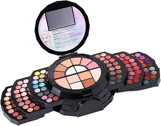 Beginner Makeup Pack, Full Makeup Kit | 110 Colors Makeup Kit,Natural Color Make Up Bundle Included Eyeshadow Glitter Lipstick Concealer Eye Liner Eyebrow Highlighter Compact Powder