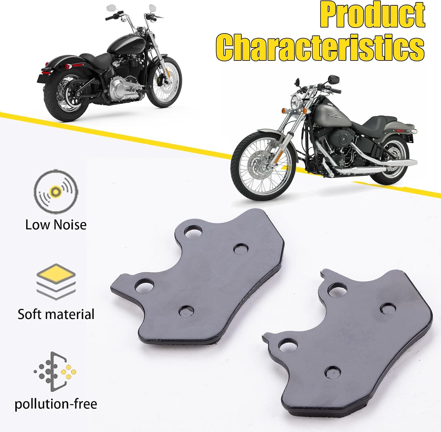 Front and Rear Brake Pads for Harley Davidson Softail, Fat Boy, Heritage Classic，FLHRCi Road King Classic,Touring FLHT, Road Glide，Dyna Electra Glide,Sportster XLH883R/2000-2007