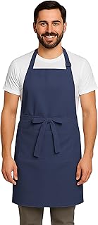 Apron for Men Women Chef Cooking Restaurants Gardening Workshop, Barbers with Adjustable Strap and Two Pockets