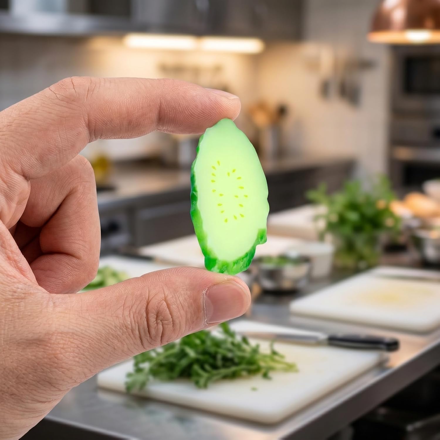 Toyvian Lifelike Artificial Cucumber Slices 6pcs Simulation Vegetable Food Model Realistic Fake Cucumbers for Kitchen Restaurant Home Décor