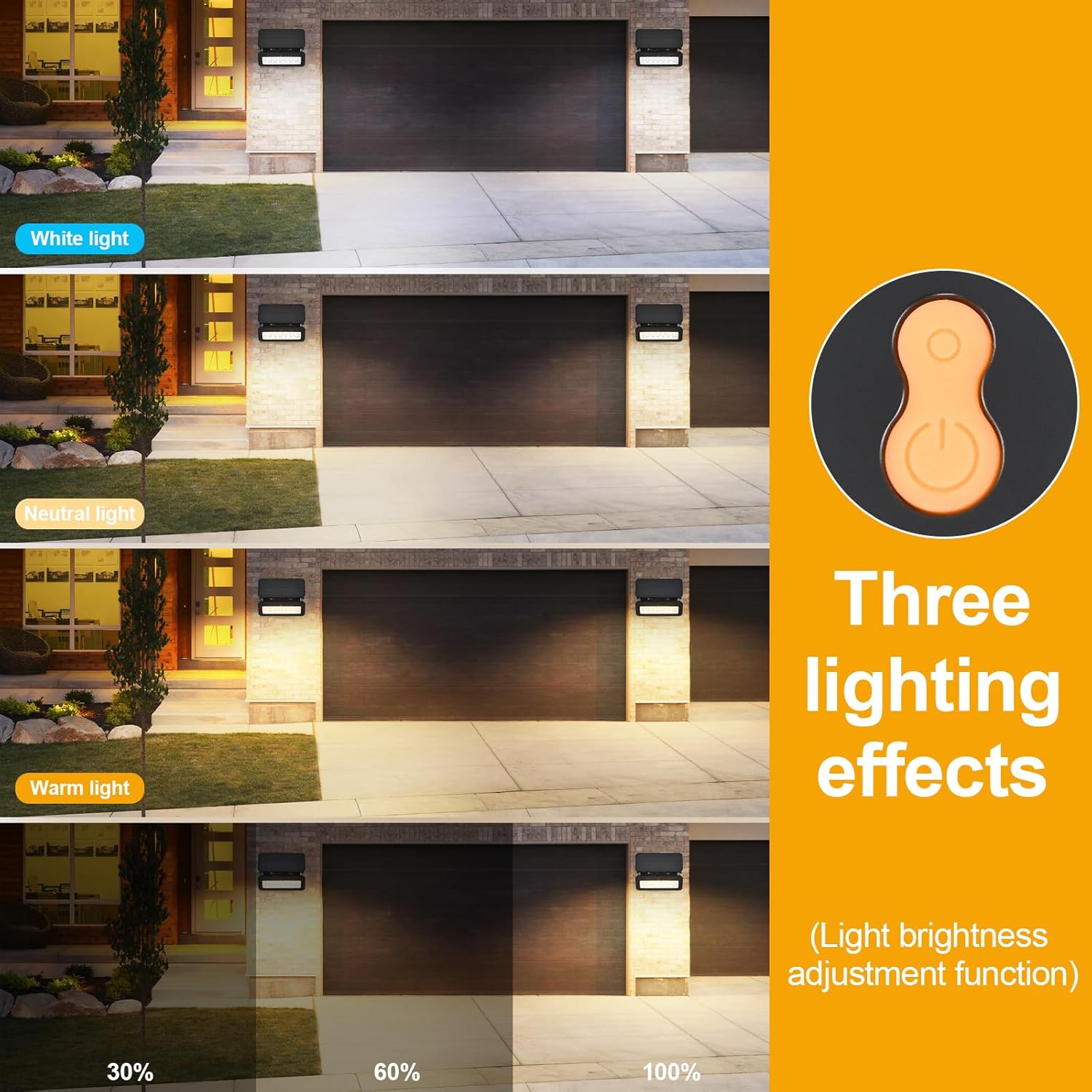 Solar Lights Outdoor Waterproof with Motion Sensor, Foldable LED Wall Spotlight Touch Control Adjustable Color Temperature Brightness 1200LM 8W Dusk to Dawn Floodlights for Garage Fence