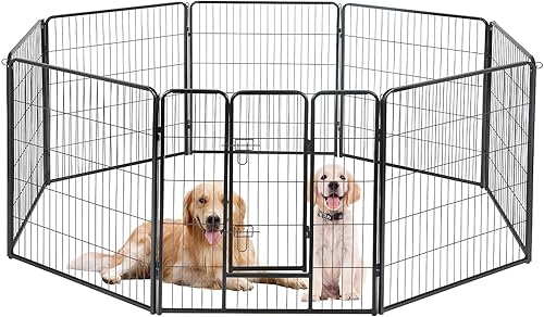Corralito para perros para interiores, corralito de juego para cachorros para interiores y exteriores, valla de metal de 8 paneles con puertas,