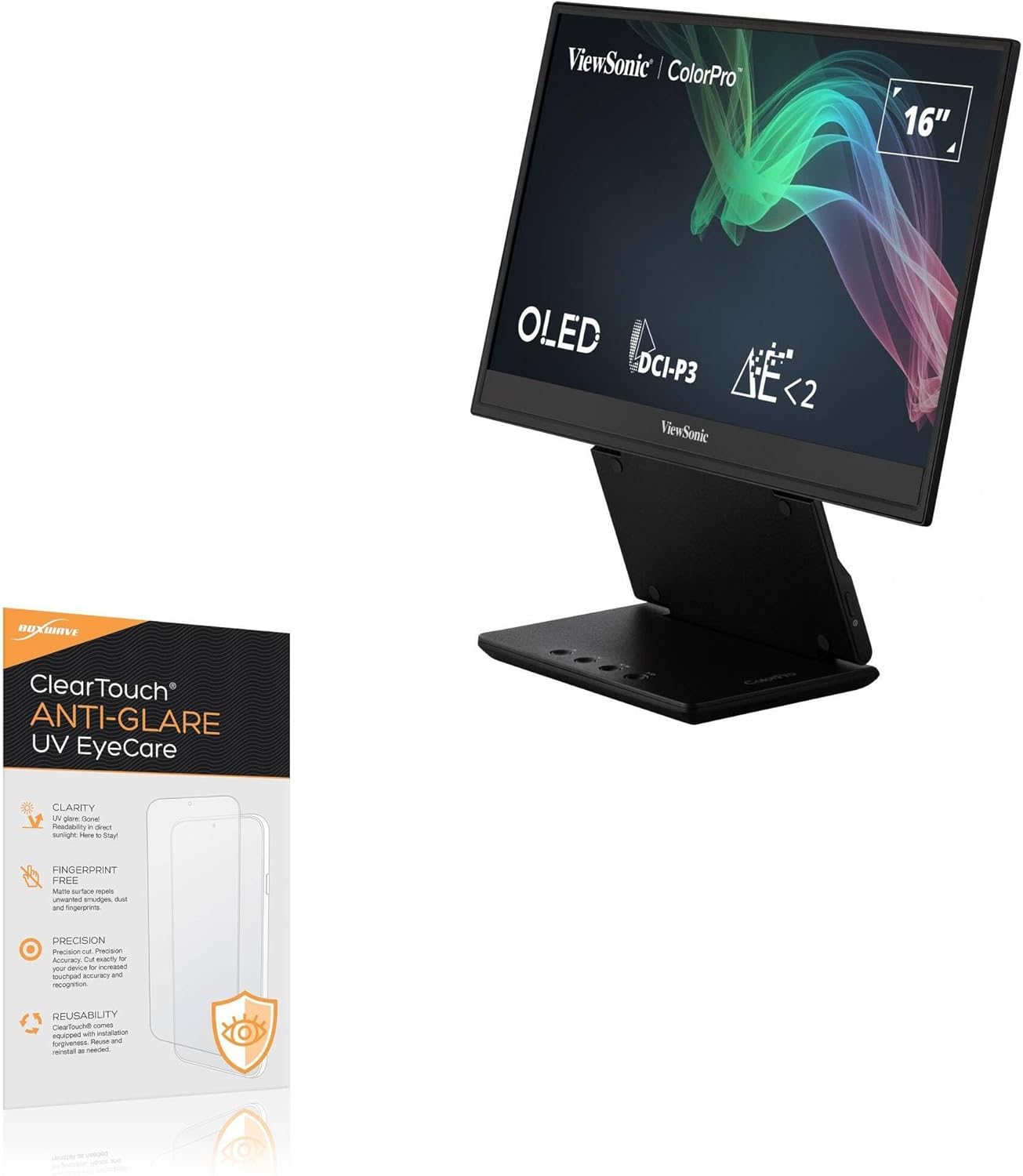 BoxWave Screen Protector Compatible with Viewsonic VP16-OLED - ClearTouch Anti-Glare Anti-UV EyeCare (2-Pack), Filters Out Harmful Blue Light Reduce Fatigue