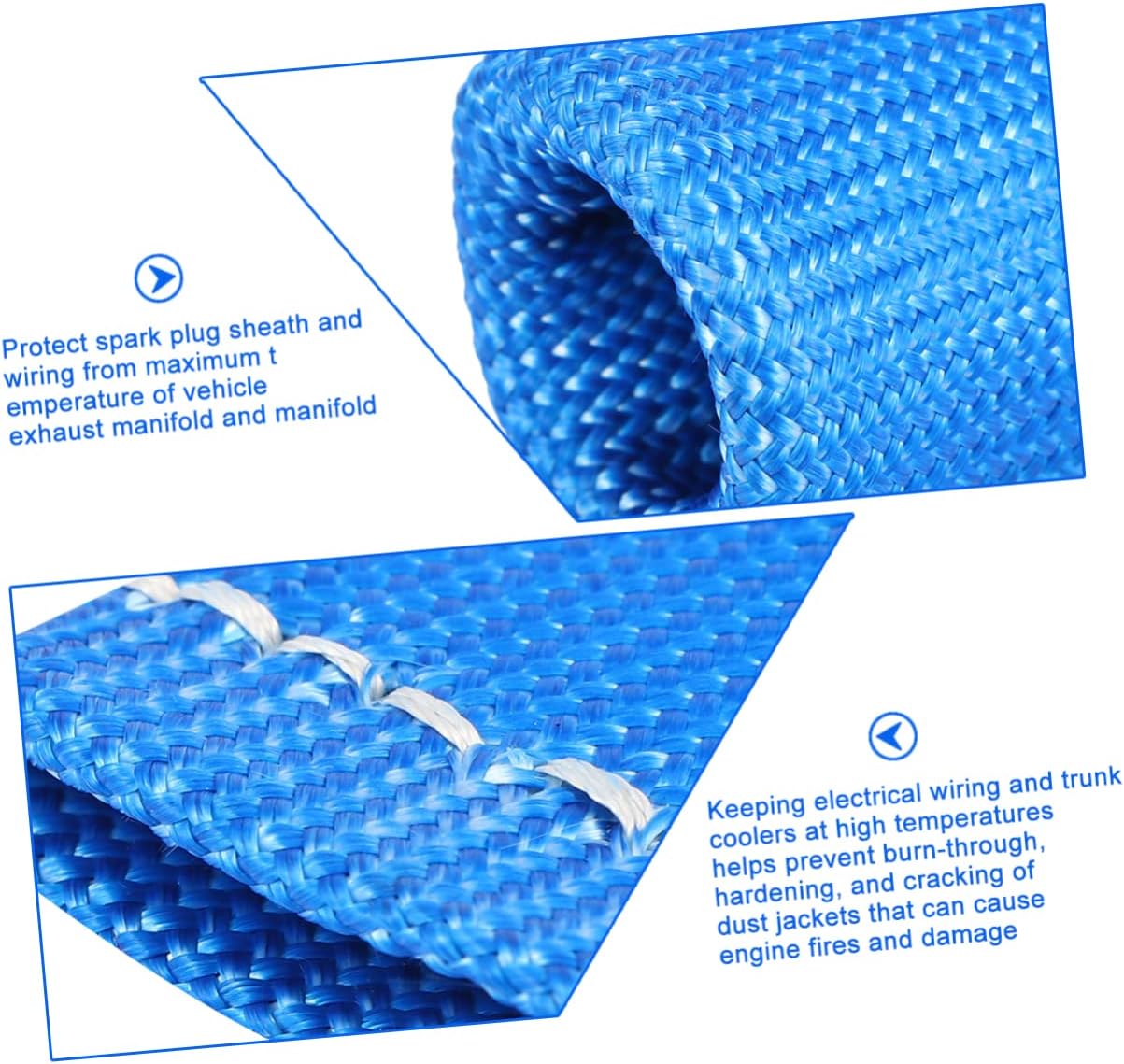8pcs High Temperature Resistant Spark Plug Wire Insulating Sleeve Durable Fiberglass Cable Cover for Vehicle Exhaust Protection Blue