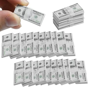 375 Pcs 112 Dollhouse Miniature Scene Model Mini Dollar Bills, Fake Bills for Dollhouse Scene Model Craft Supply Dollhouse Accessories
