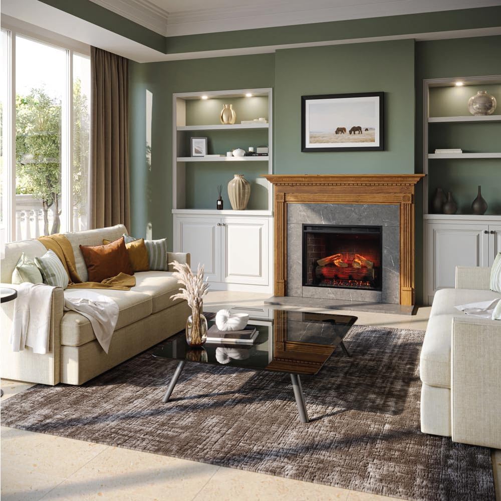 Modern Ember Uptown - Smart Home Electric Fireplace Insert, Electric Heater Heats up to 400 sq. ft., Wall Fireplace Electric with Remote Control for Heat Settings and Flame Colors, 28-inch