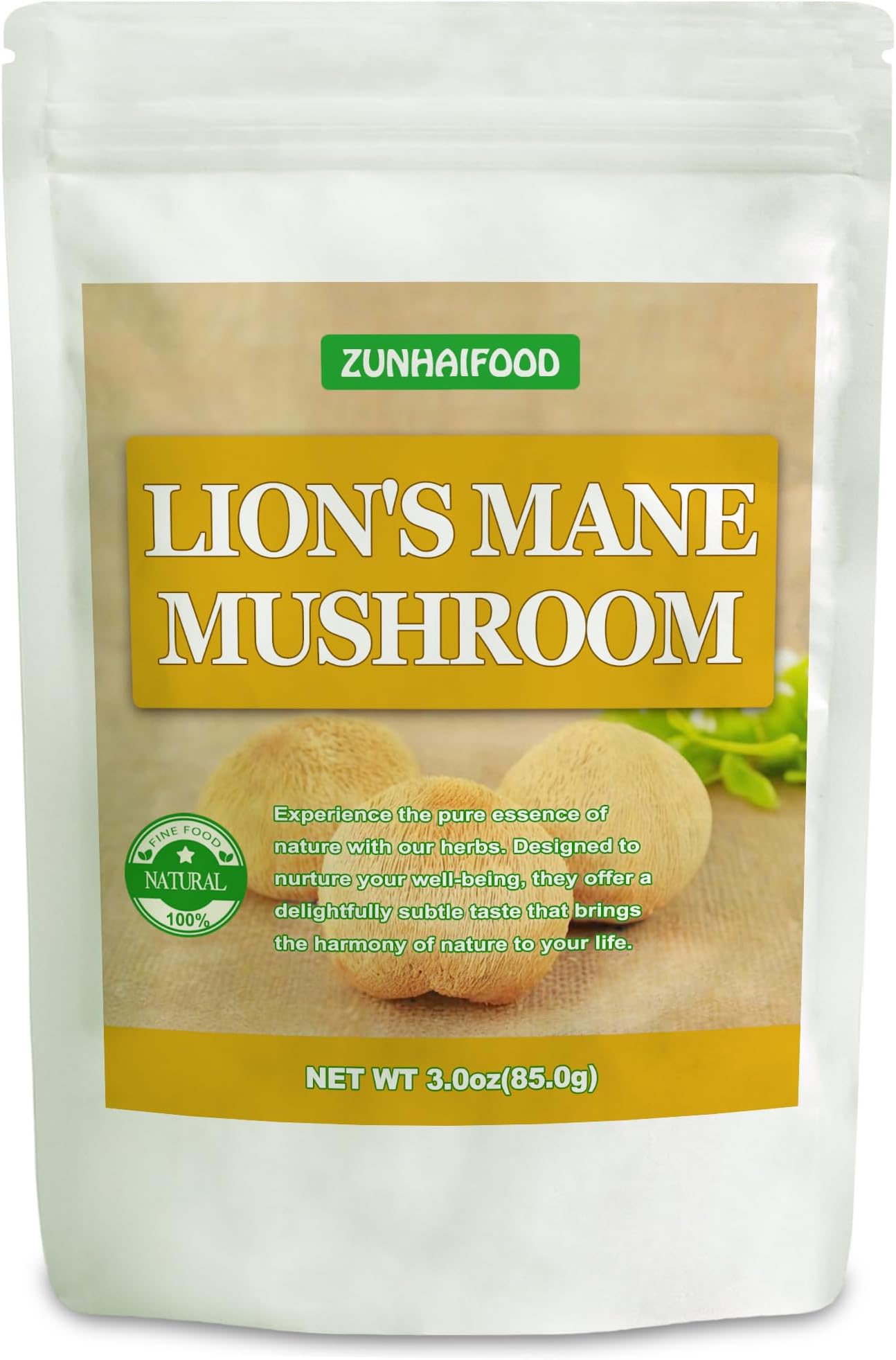 Dried Whole Lion's Mane Mushroom - 3oz (85g) | 100% Natural Dried Mushrooms for Tea, Soup & Culinary Use, Non-GMO, Resealable Bag