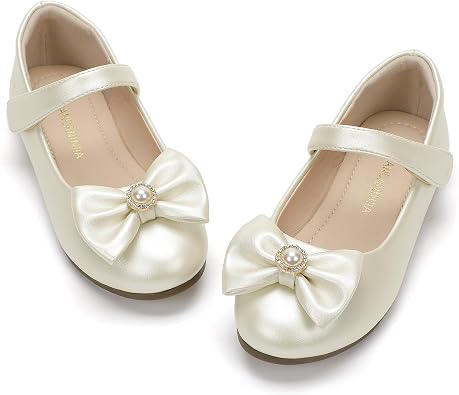PANDANINJIA Flower Girls Dress Shoes Mary Jane Ballet Flats