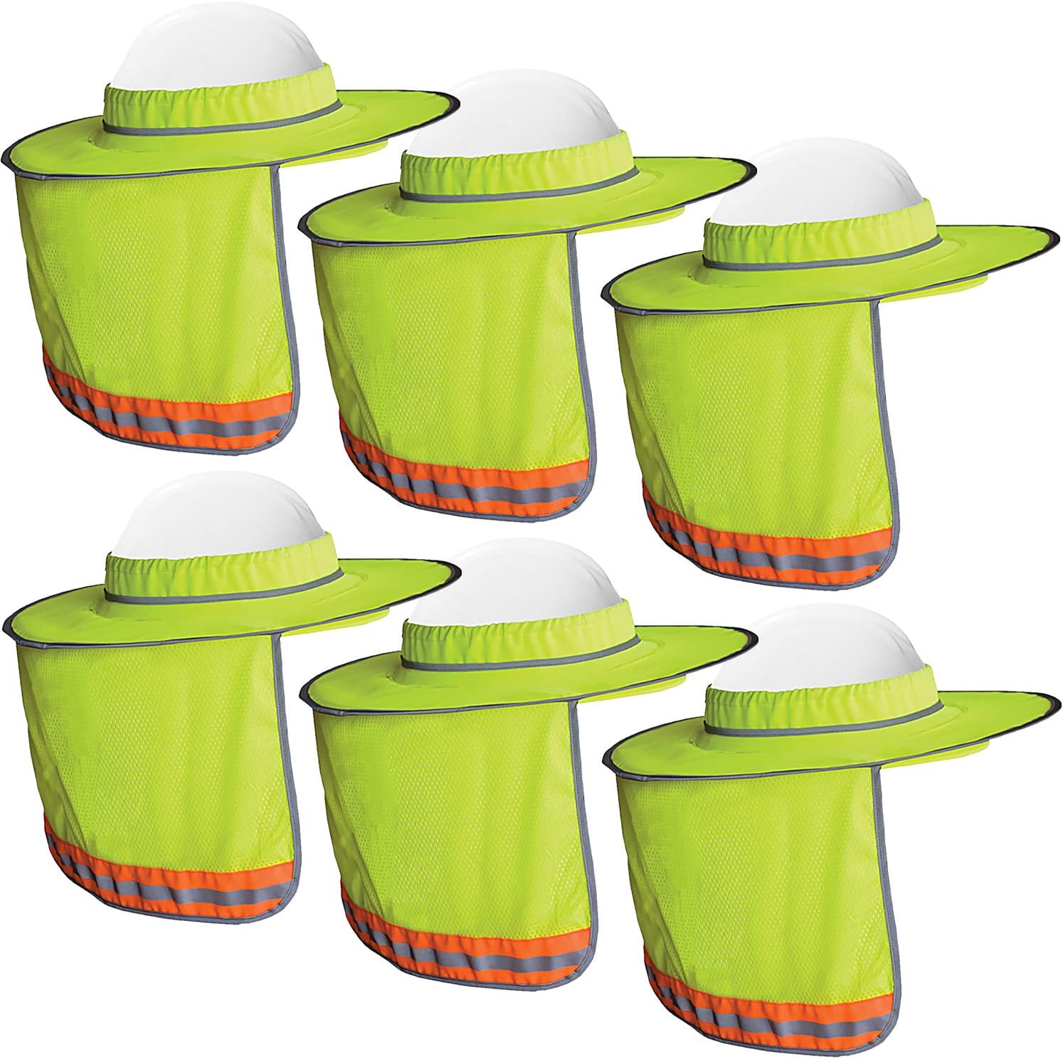 Wolf High-Visibility Orange Reflective Full-Brim Hard Hat Mesh Sun Visor Neck Shade