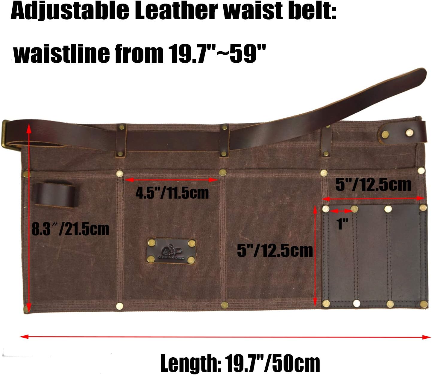 Heavy Duty Tool Apron with Hammer Loop,Waxed Canvas Waist Work Apron, Pocket Workhop Gardening Apron Unisex