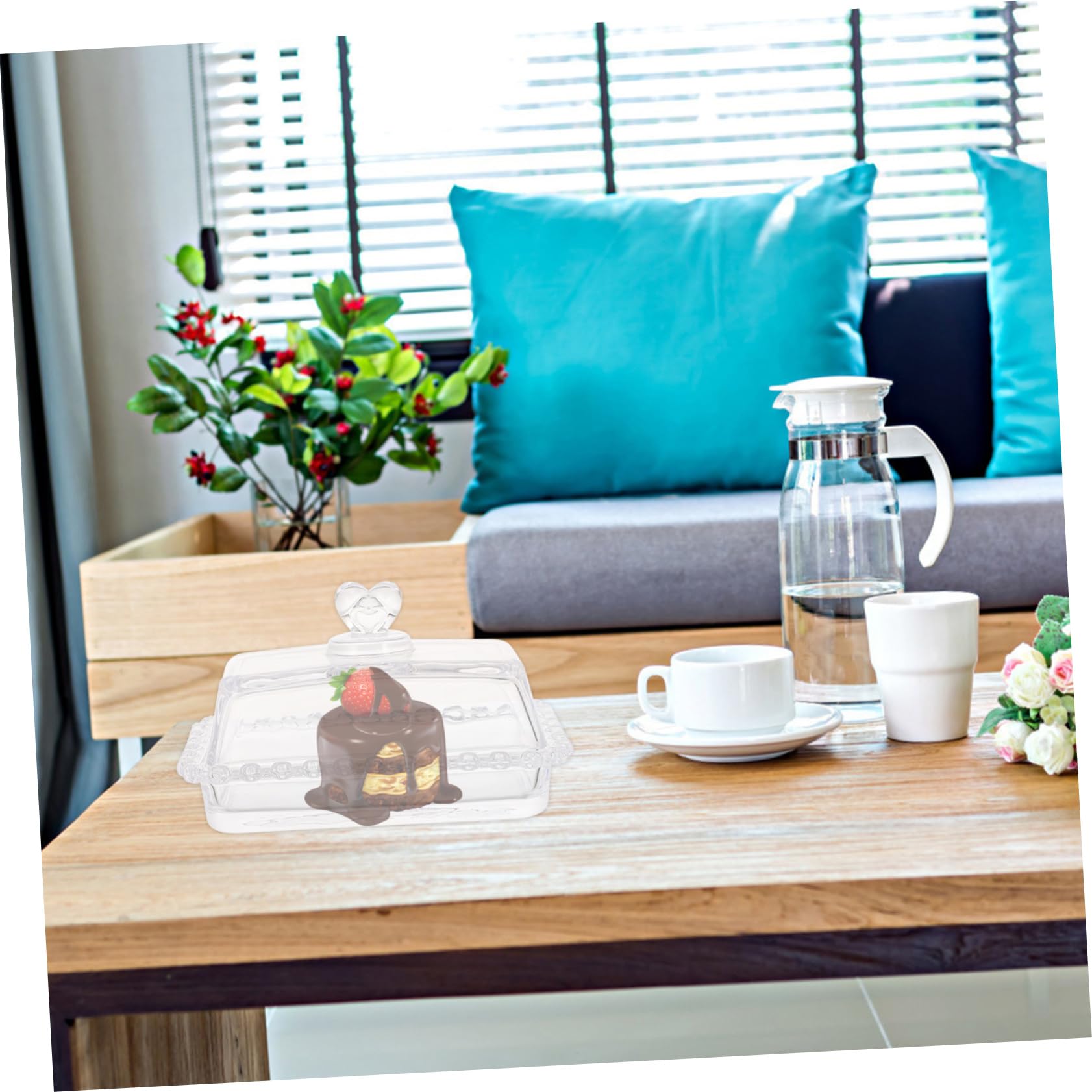 Assiette avec Couvercle en Verre, Plateau à Cake et Porte-Dessert, Surface Lisse, pour Bonbons et Cupcakes, Fêtes d'anniversaire