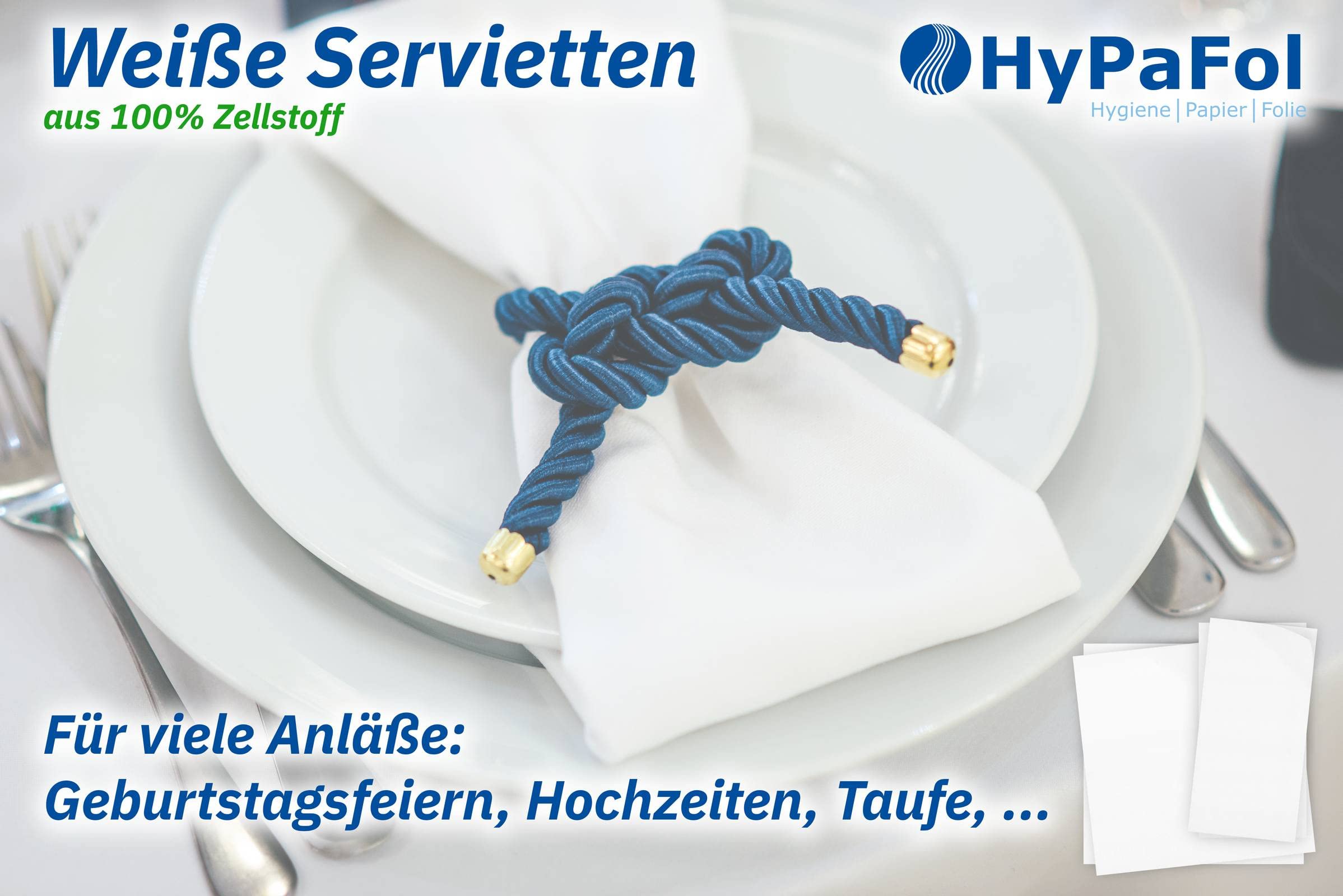 Servietten 33x33 cm, weiß 2-lagig, 1/8-Buchfalz, 16x 250 Stück