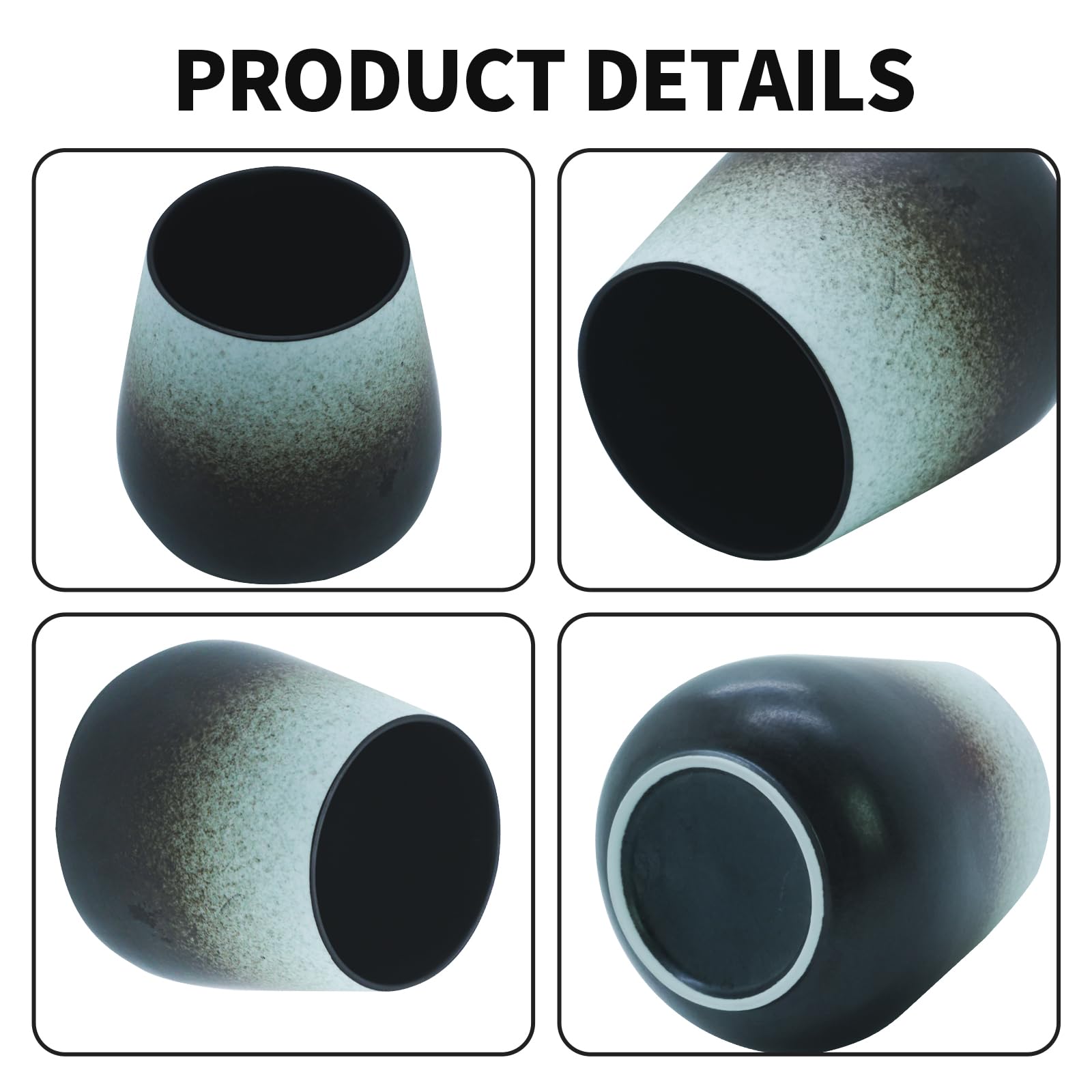 zhaoqianguoji Large Capacity Handmade Ceramic Coffee Mug, Latte Art Coffee Mug, 15 oz Office and Home Tea Mugs?Vintage Ceramic Teacup/Black Gray